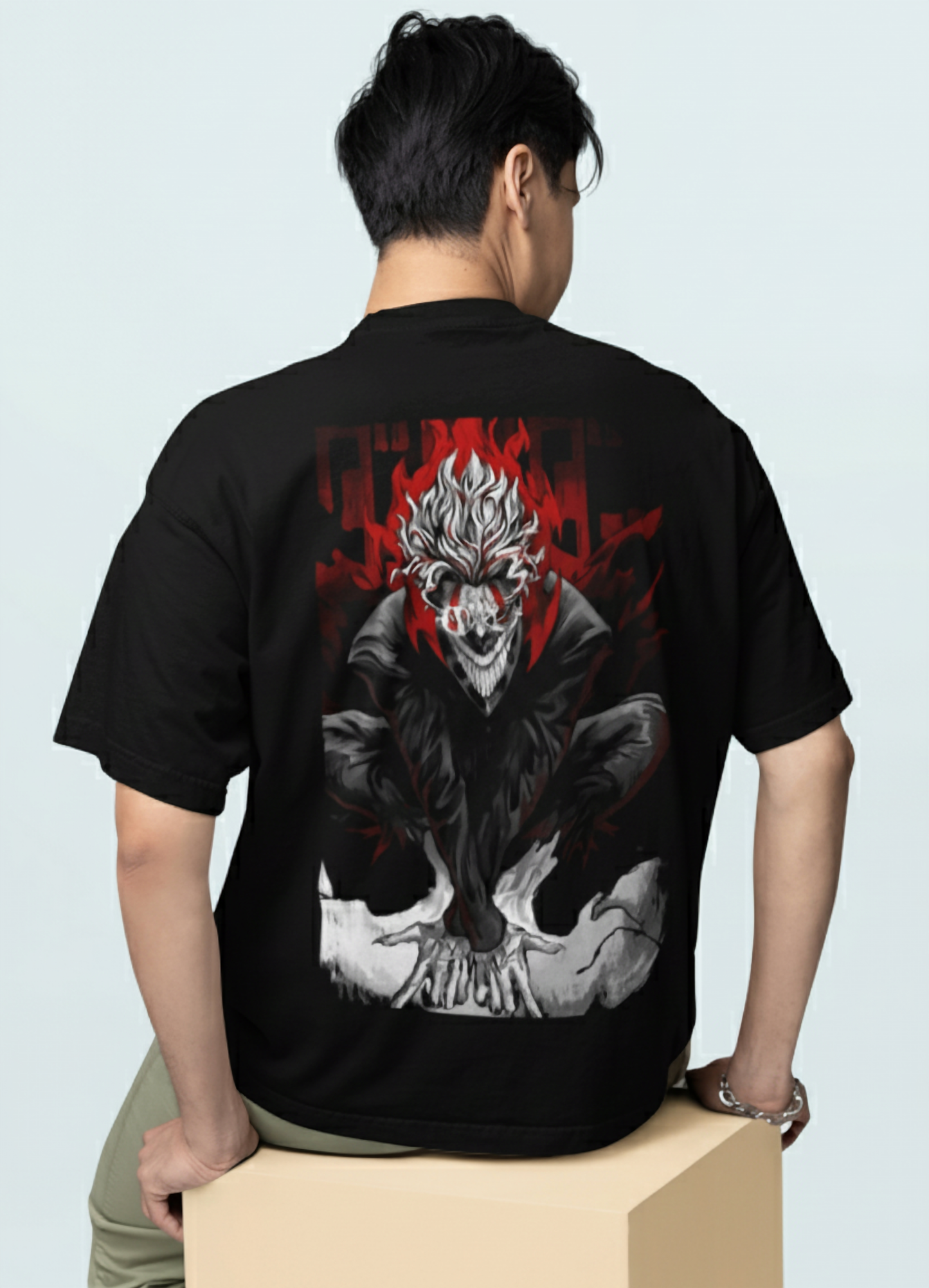 Inferno Grin: The Flame of Chaos Unisex Oversized Standard T-Shirt.